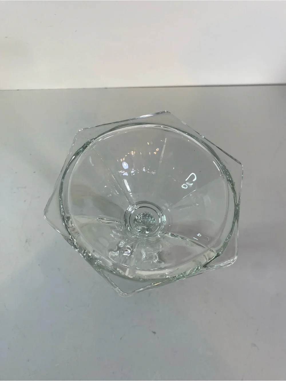Vintage 2 Piece Clear Glass Etched Floral Votive Cup Candle Holder 12” Height